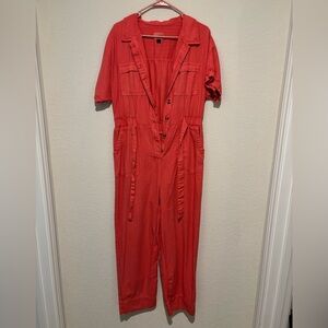 Universal Thread Coral Pink Button-Front Jumpsuit